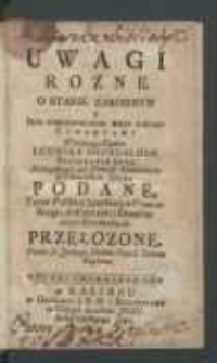 Uwagi rozne o stanie zakonnym y jego powinnościach, wraz z kilku exhortami [...] Ludwika Bourdaloue [...] w francuskim języku podane teraz polskim językiem z francuskiego, do czytania i zbawiennego rozważania przełożone przez X. Jerzego Devina [...].