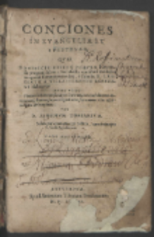 Conciones In Evangelia Et Epistolas, Qvæ Dominicis Diebvs Popvlo In Ecclesia proponi solent [...]. Pars Æstivalis / e Tabulis D. Lavrentii A Villavicentio Xeresani elaboratæ ; Nvnc Vero [...] emendatæ & locupletatæ Per F. Dominicvm Aegidivm Topiarivm [...].