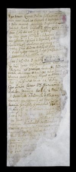 Fragment księgi chrztów parafii Krzemienica (pow. rawski) z lat 1589-1619 oraz fragment księgi małżeństw 1585-1618