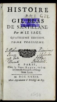 Histoire De Gil Blas De Santillane. T. 3 / Par M. Le Sage.