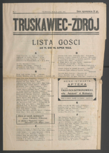 Truskawiec-Zdrój : lista gości od 11. do 14. lipca 1933.