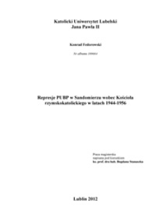 Represje PUBP w Sandomierzu wobec Kościoła rzymskokatolickiego w latach 1944-1956.