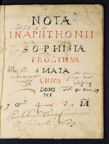 Nota In Aphthonii Sophistae Progymnasmata ; Tractatvs De Ornatv Rhetorico Sev De Elocvtione