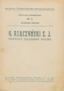 G. Rzączyński S. J. : pierwszy fizjograf Polski.