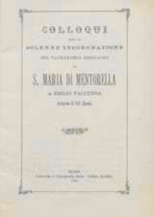Colloqui per la Solenne Incoronazione del Taumaturgo Simulacro di S. Maria di Mentorella.
