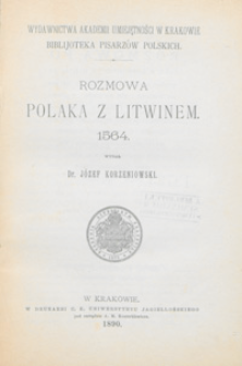 Rozmowa Polaka z Litwinem : 1564.