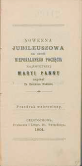 Nowenna Jubileuszowa na cześć Niepokalanego Poczęcia Najświętszej Maryi Panny.