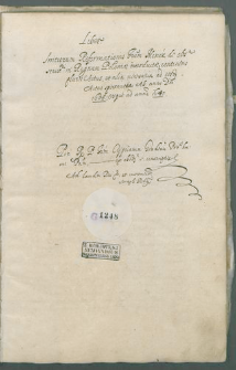 Liber initiorum Reformationis Fr[atru]m Minor[um] de observanti[a] stri[ctissimu]m in Regnum Poloniae introductae, continens plurimus Actus, et alia necessaria ad eorum Actus spectantia Ab Anno Domini 1608: usque ad annus 1647 per Cyprianum Gozdecium an[no]. 1608-1647.